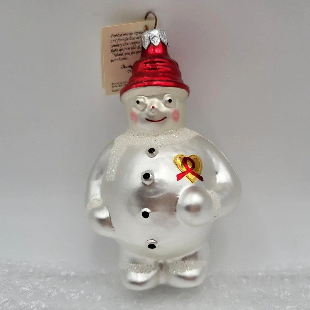 Christopher Radko 1994 Frosty Cares Glass Ornament Snowman with Signed